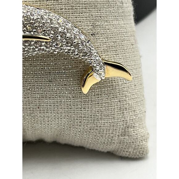 * SWAROVSKI Signed Vintage Clear Crystal Pave Dolphin Sea Pin/Brooch Retired - Picture 4 of 16